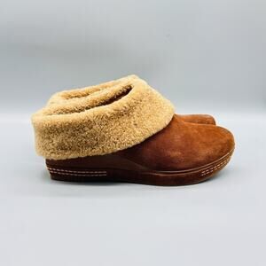 Antelope Collection Shoes Womens 10 Brown Shearling Suede Slip On Clogs Mules